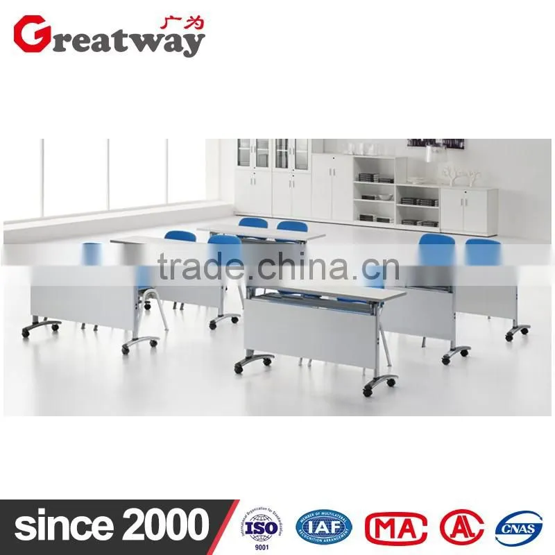 hot selling flip top folding trainging table with caster