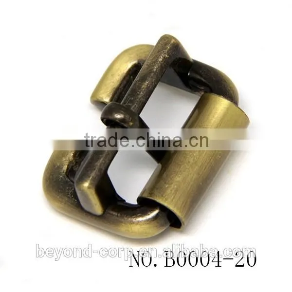 Brush burnish brass old brass handbag buckle with open ring and roller