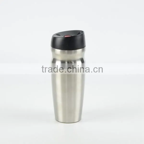 easy handle 450ml stainless steel mug with plastic lid
