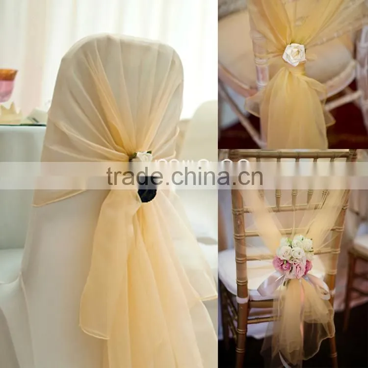 Organza Fabric Material and Plain Dyed Pattern Organza Chair Sash