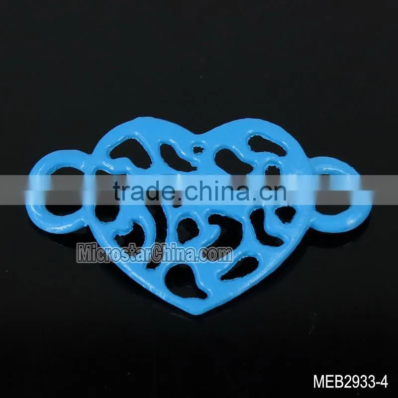 New design spray paint alloy heart connector jewelry bracelet necklace connector