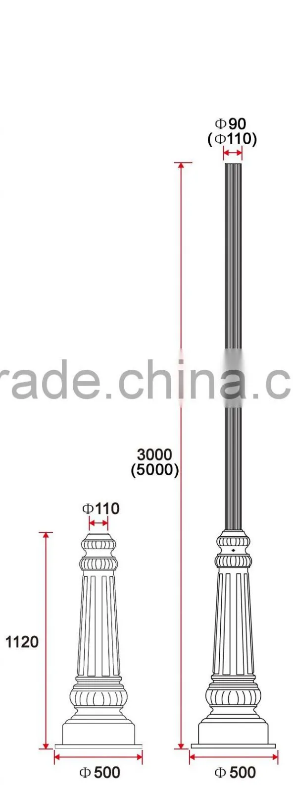 A062 Antique Street Lighting Cast Aluminum Lamp Post Base