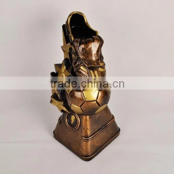 Resin soccer shoe trophy cup