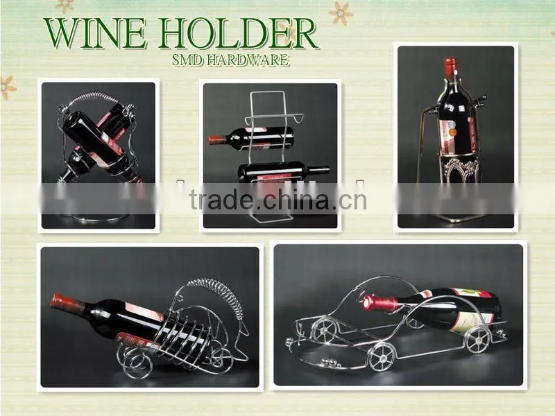 Chrome metal wine holder for wine bottle