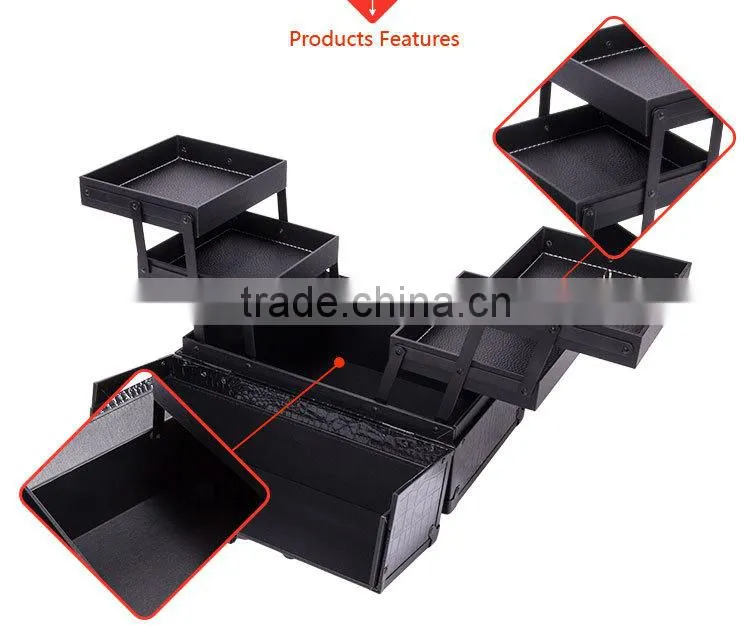 Clear Acrylic Top Jewelry Or Cosmetic Storage Display Boxes Makeup Train Case With Lock