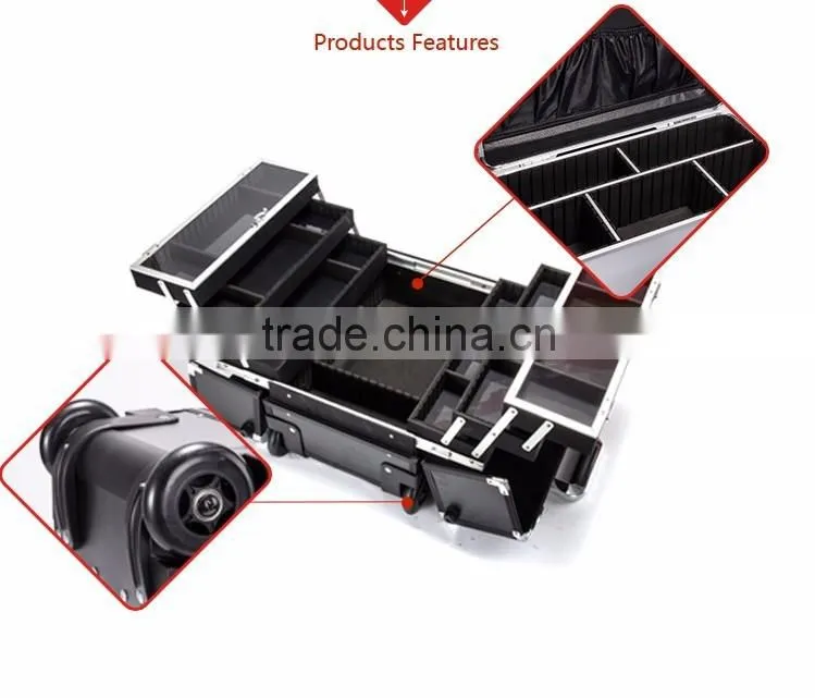Aluminum Leopard Cosmetic Case Makeup Storage Utility Case with Extendable Trays to Organize