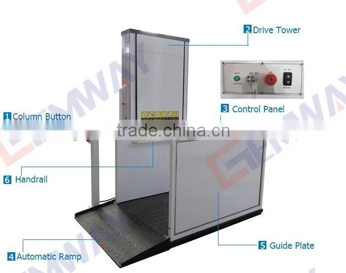 4m Vertical hydraulic wheelchair lifter machine