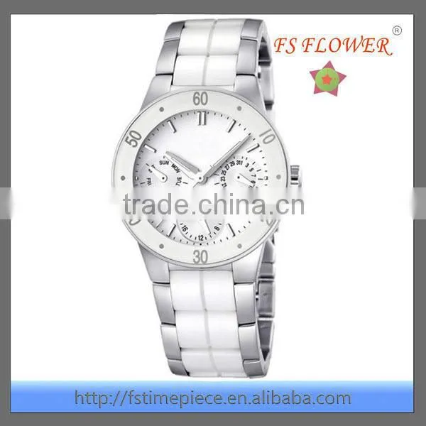 Womens Multifunction White Ceramic Watch