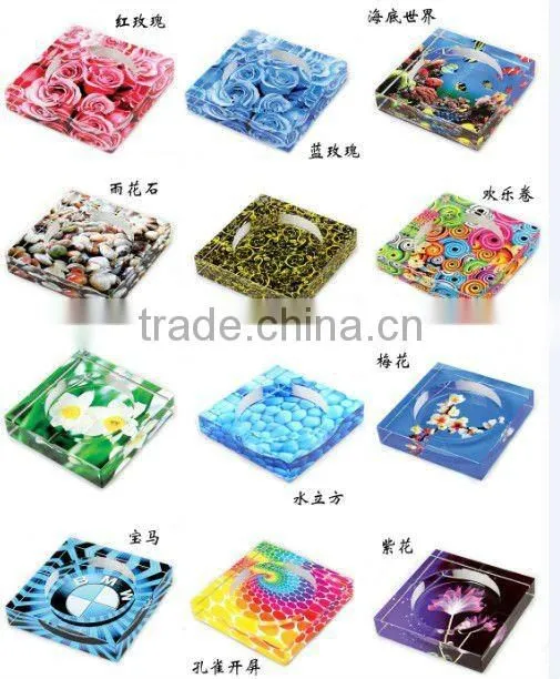 small order crystal ashtray,crystal smoking accessory with engraved logo color (R-1011
