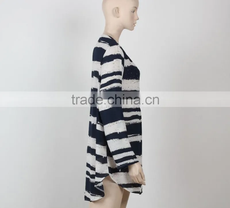 woman casual dress shirt dress chiffon fabric black and white woman clothing Guangzhou