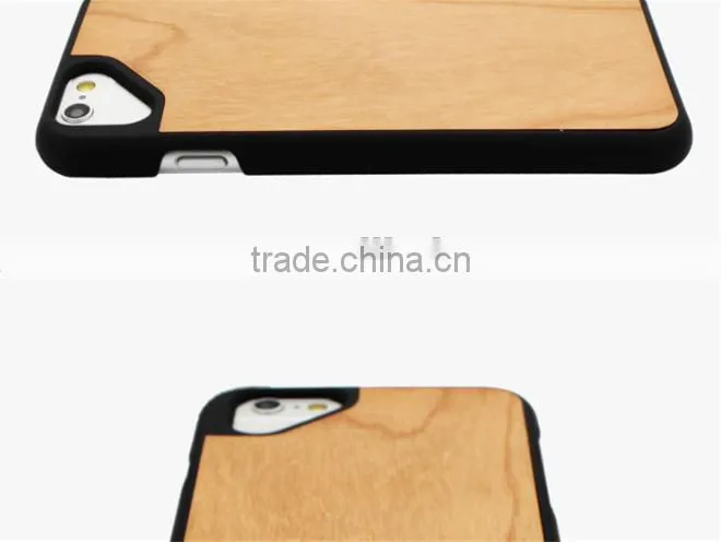 Good hand feeling PC & cherry wood Engraving two in one phone case for Iphone 6