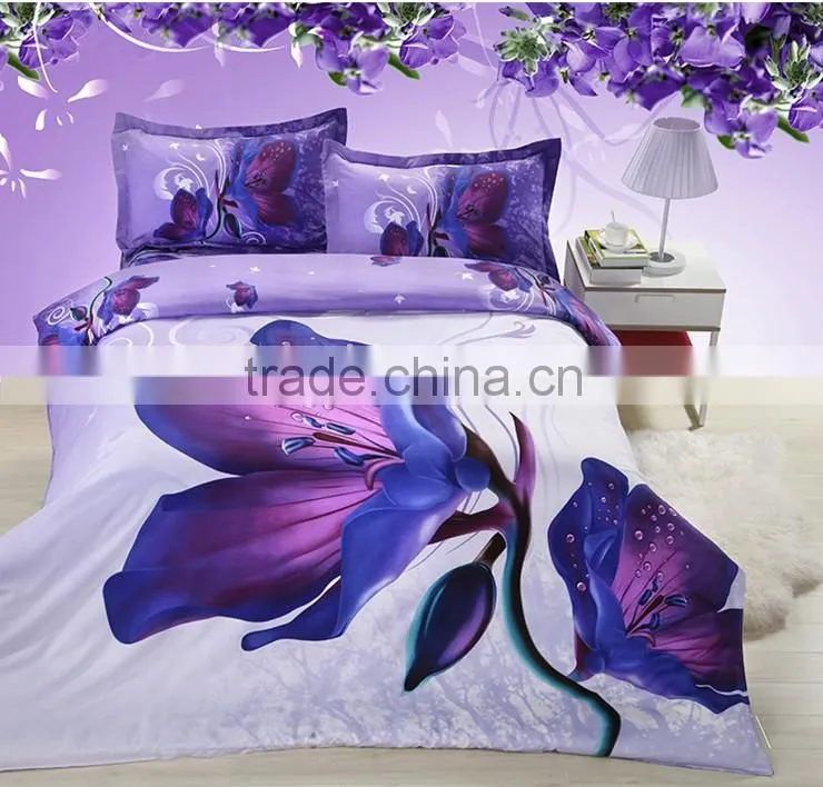 cotton/polyester 4pcs bedding set beige rose flower 3d luxury bedding set