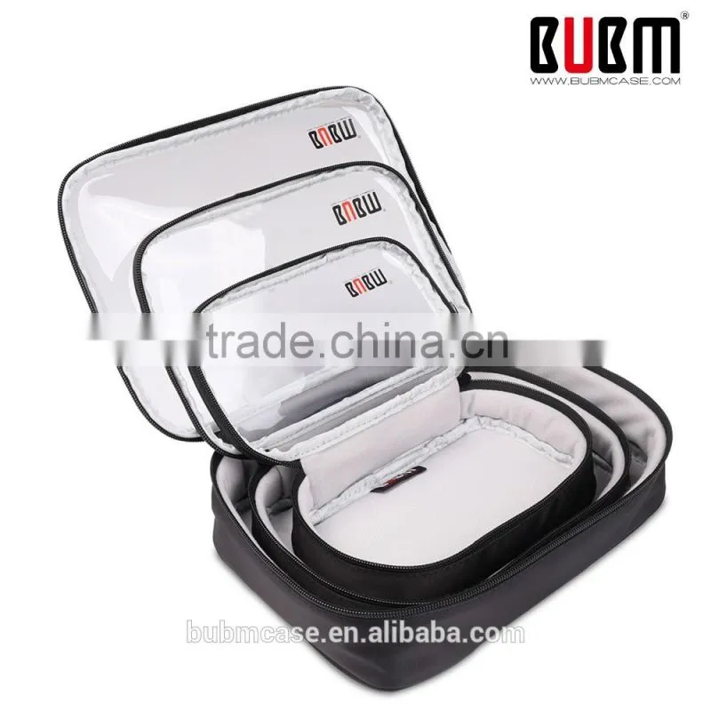 BUBM Clear PVC Portable zipper Digital Storage Bag with Three-piece