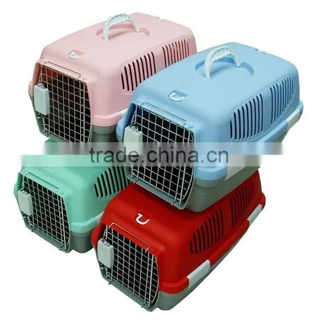 travel dog carrier made of plastic and steel wire sturdy and durable carrier for dog or cat