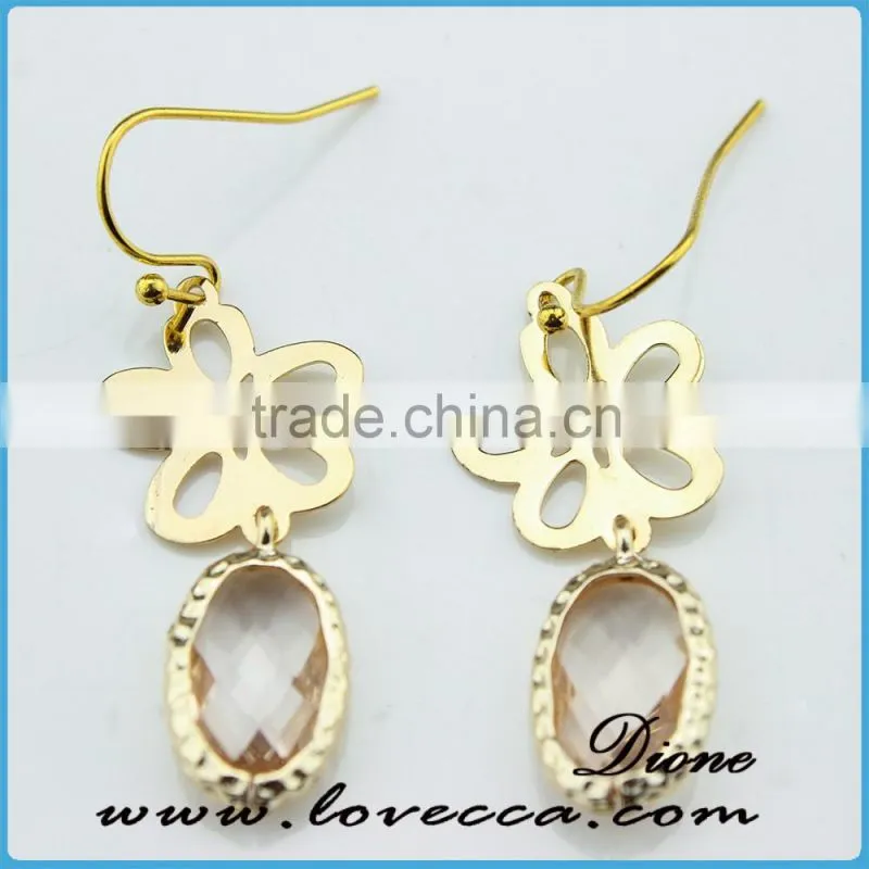 2016 High Quality Natural Brass Glass Earring