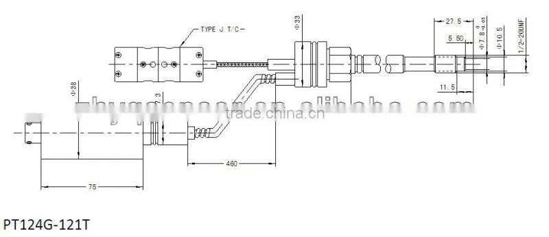 PT124G-121T extruder flexible J type melt pressure transducer