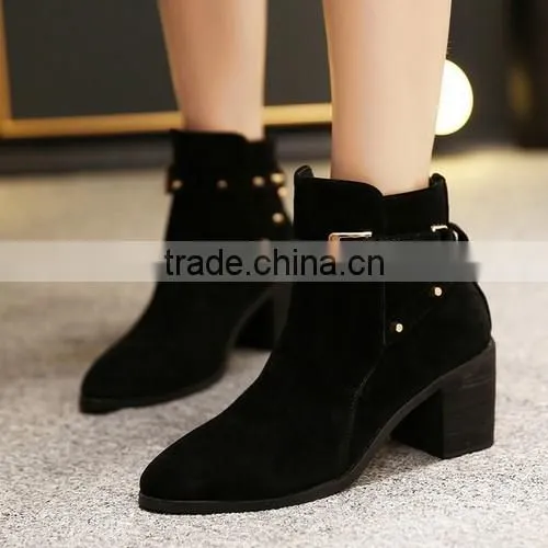 2016 new design women thick heel ankle boots suede women boots PC4405