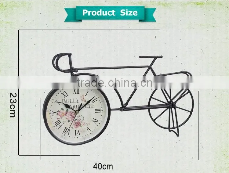 Home decorate metal bicycle desk clock