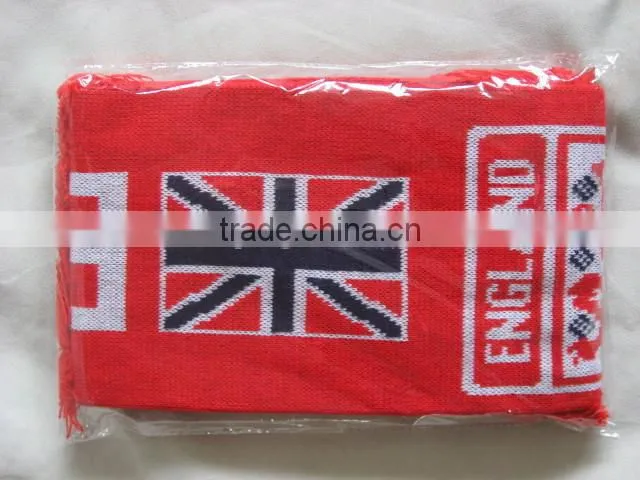 Cheap Soccer Scarf, Jacquard Knit Soccer Sacrf, Fancy Soccer Fan Scarf