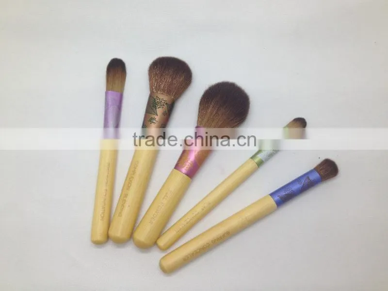 new arrival 5pcs notebook shape natural colors nylon hair& bamboo handle beauty needs makeup brush set