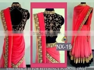 Jaunty Hot Pink Georgette Designer Lehenga Choli/Shop Latest Lehenga Style Sarees