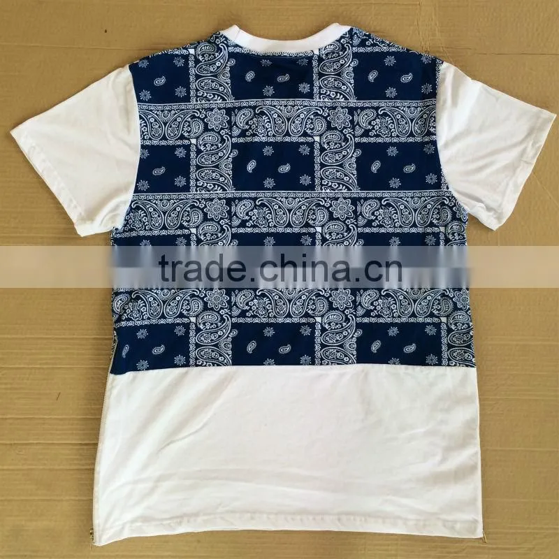 short sleeve print black unisex women men paisley zippers bandana extendo custom paisley zip extendo t shirt tee