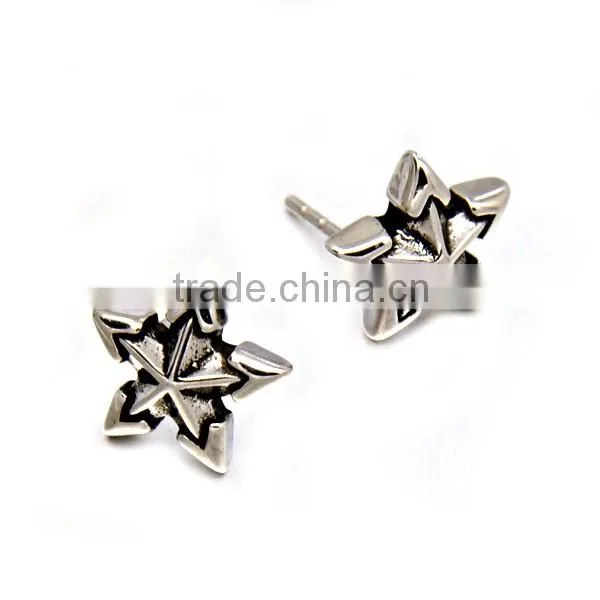 Simple Design Mesn Silver Jewelry Vintage Stainless Steel Star Earrings