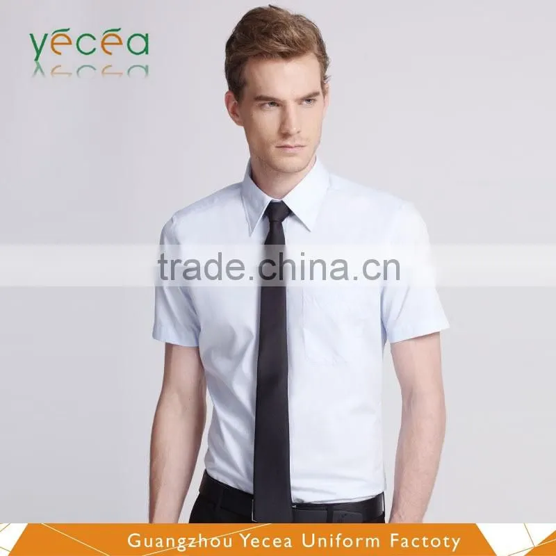 2016 Summer soft short sleeves polyester/cotton button brief Office Shirt for mature men wholesale logo pringting