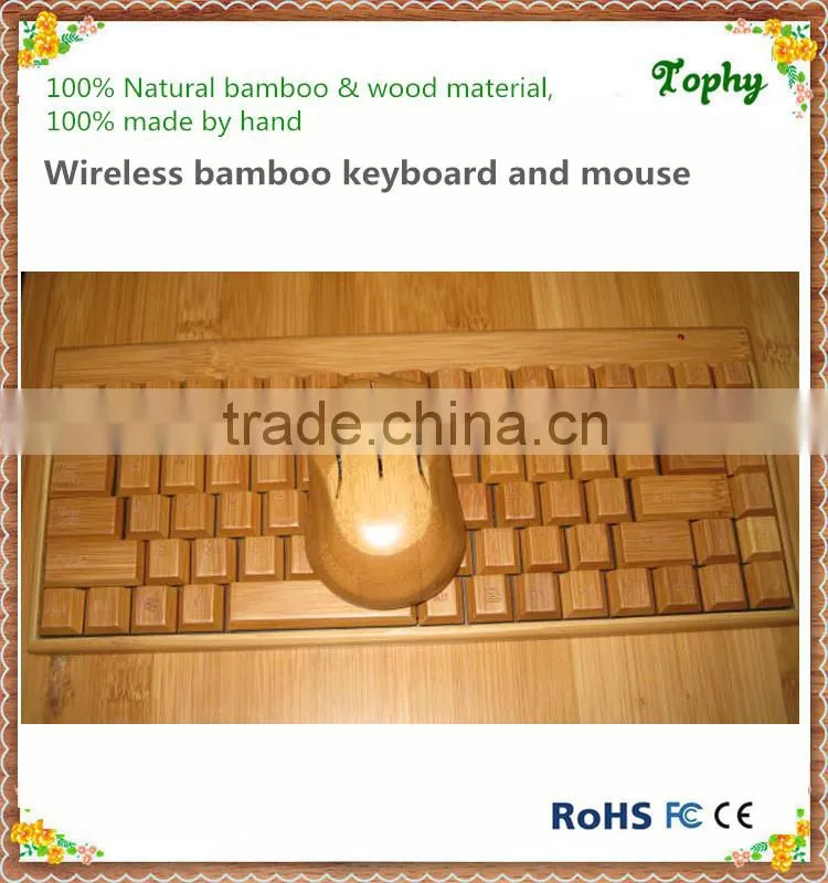 2.4GHz wireless bamboo keyboard and mouse waterproof keyboard+ wireless mouse