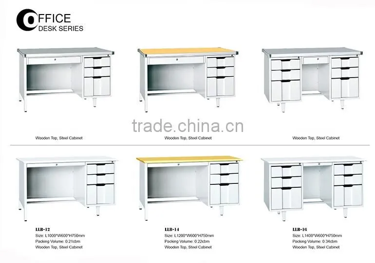 Factory Directly Metal Office Desk with One 3 Drawer Filing Cabinet