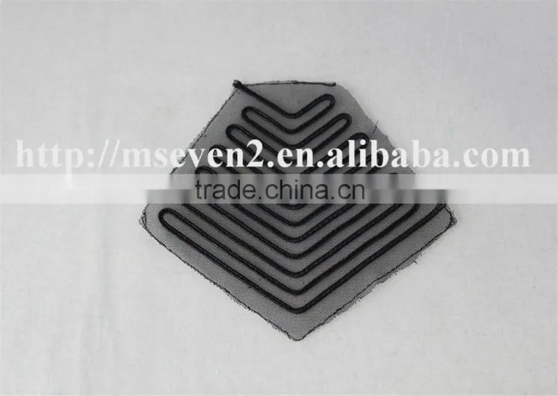hot lace embroidery patch trim in black color shoulder patches for clothing