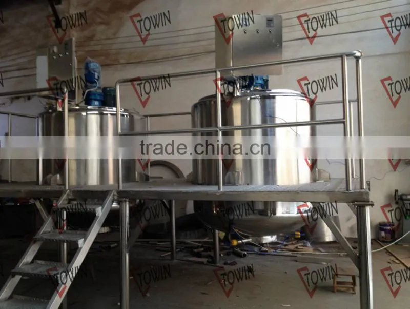 Jacketed stainle steel Vacuum homogenizer emulsifier Blender tank with platform/Cream Emulsifying Tank Manufacturer