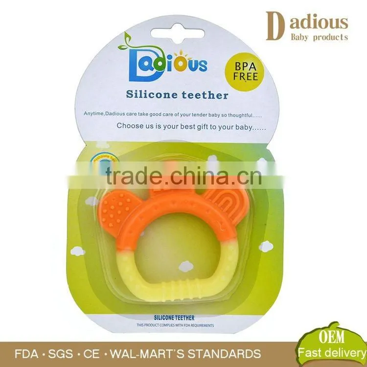 2016 New BPA free Baby Teether Silicone teething ring Wholesale Infant Dental Care Toothbrush Training
