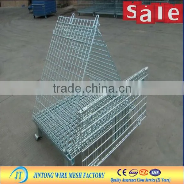 heavy duty galvanized mesh box wire cage metal bin storage container