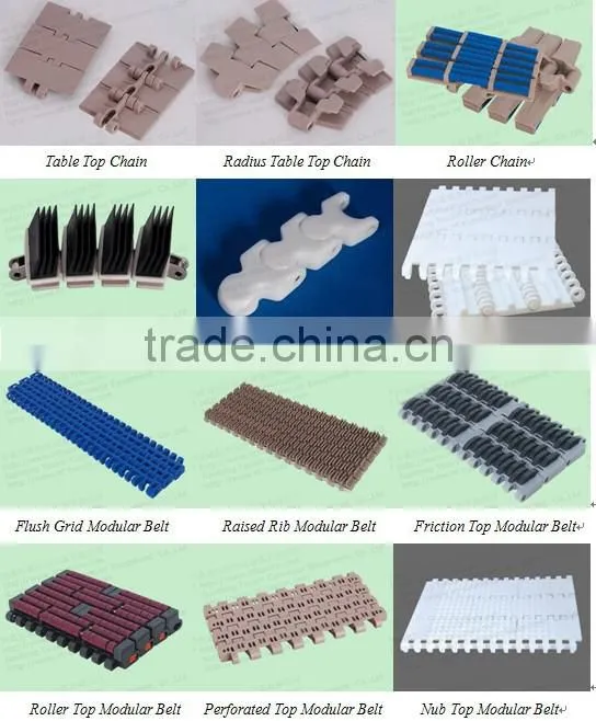 900 Flush Grid 27.2mm Pitch Plastic Conveyor Belt with Base Flights