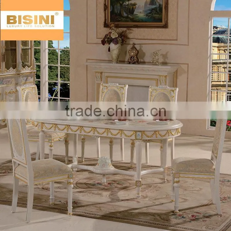 Bisini Luxury European Style Oval Shape Wooden Dining Table