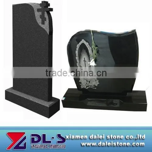 Black granite tombstone and monument