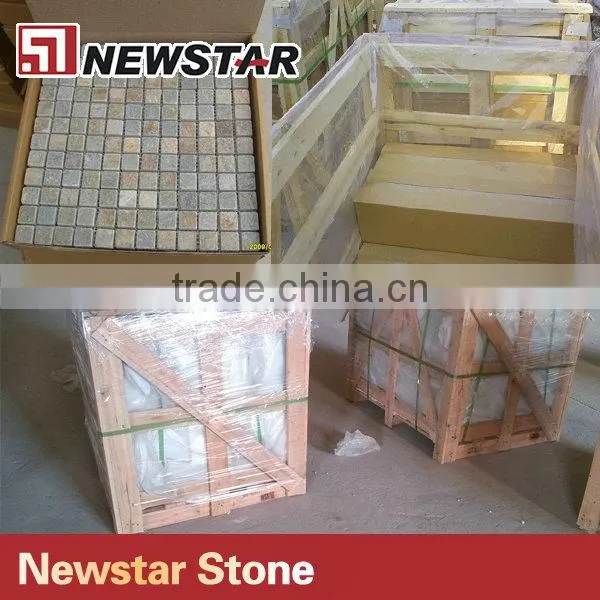 Italian Carrara white Marble 3D Cambered Mosaics Polished