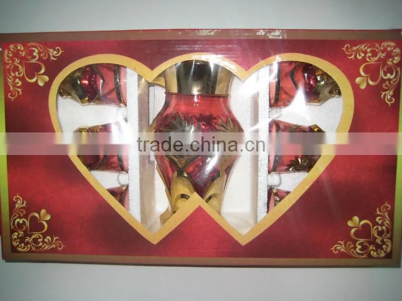 7pcs golden glass set with color,7pcs of gold plated glassware sets