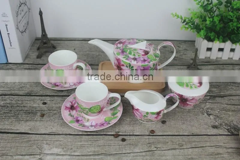 Hot sale China supplier procelain golden rim rose coffee teapot