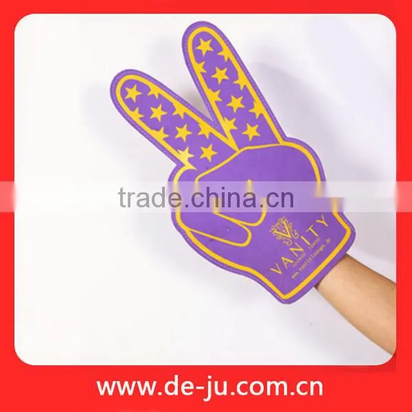 Purple Dots Printing Two Fingers Cheering Foam Sponge Hand
