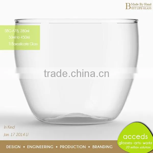 Mouthblown Pyrex Glass Tumbler With Round Bottom