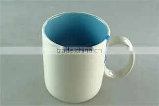 Cheap Stock 400ml ceramic stoneware two-tone square colorful coffee cup mug wholesale