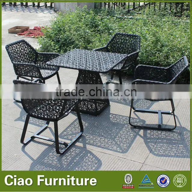 Rattan furniture flower weaving coffee table set