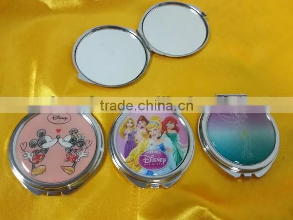 Double sides round shape custom logo metal pocket compact mirror