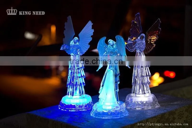 LED Acrylic christmas angel with instrument figurines