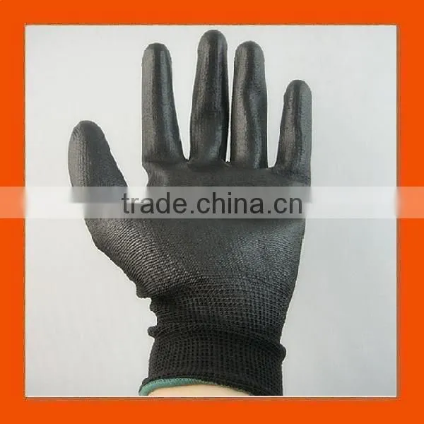 Black Polyurethane Palm Coated Gloves