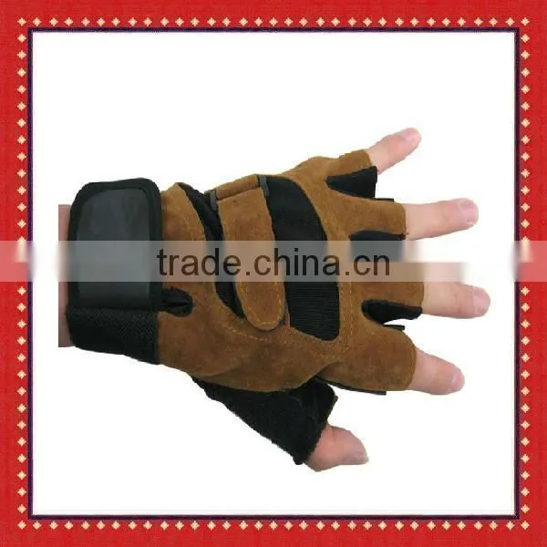 Black Suede Leather gym gloves
