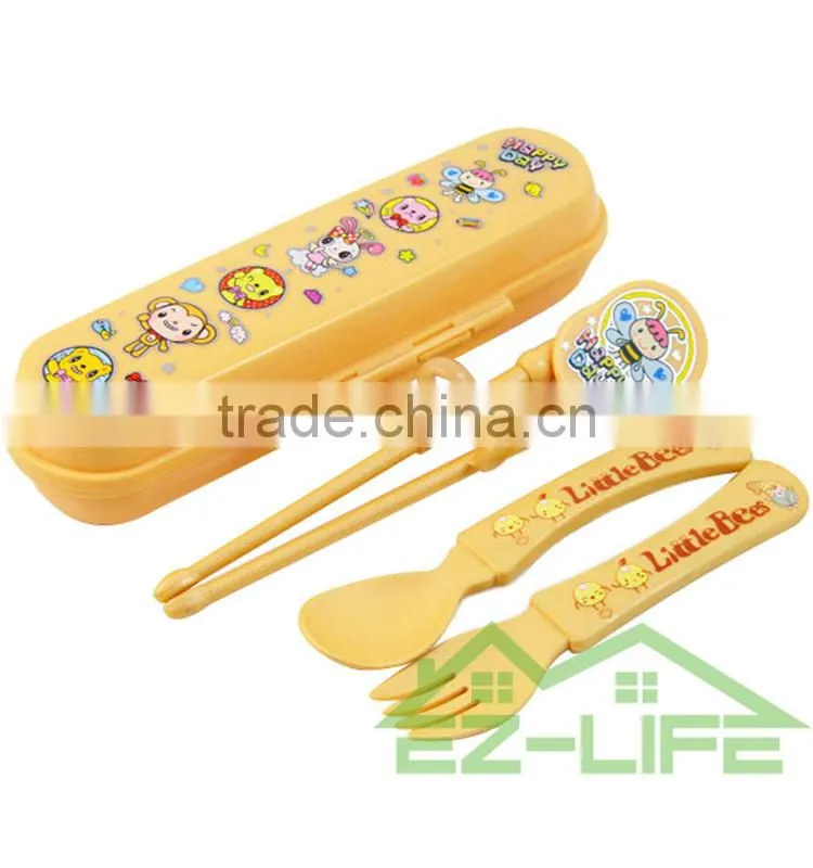 ECO PLA plastic training chopstick spoon and fork baby flatware set