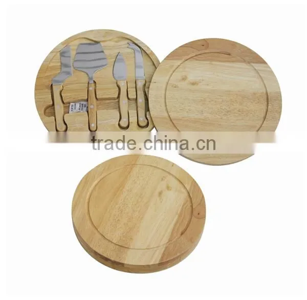 Lovely Cheese Knife Set with Rubber Wood Holder